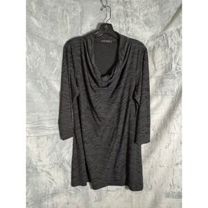 Cut Loose Gray Tiger Stripe Cowl Neck Tunic Top 3/4 Sleeve XL long top artsy